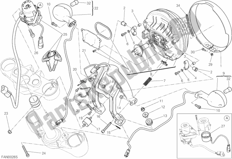 All parts for the Headlight of the Ducati Scrambler Icon Brasil 803 2016